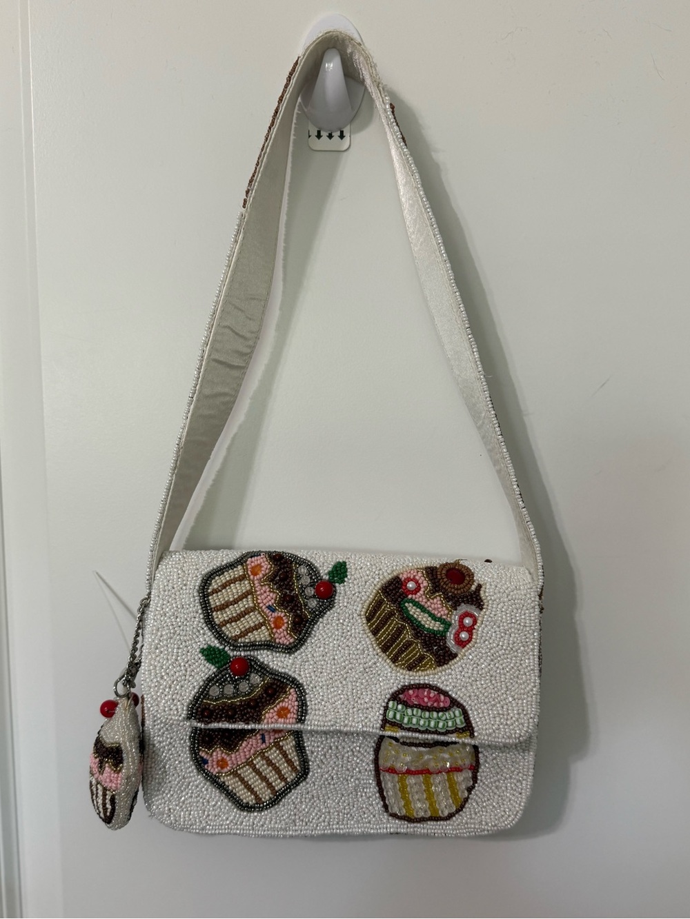 Beaded Cupcake Crossbody Bag Purse